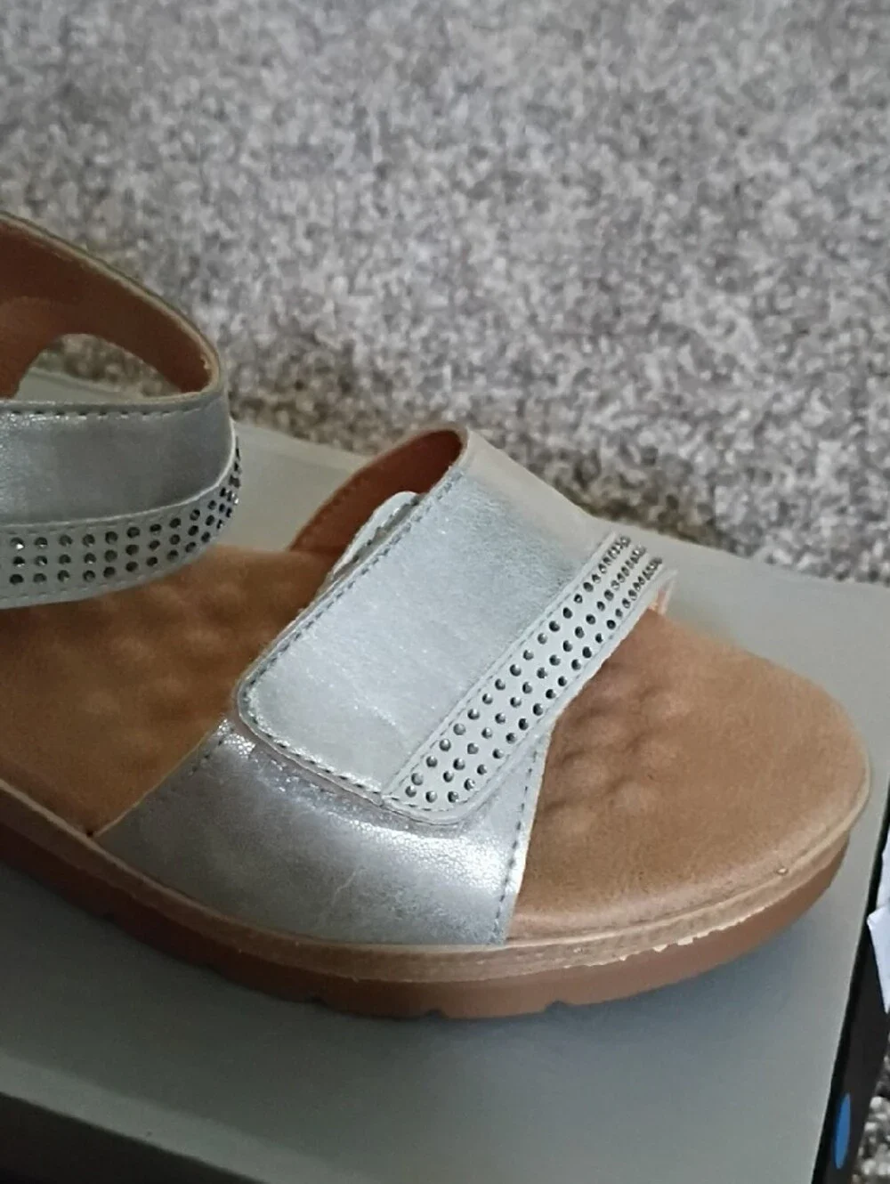 Good Choice Metallic Silver Wedge Sandals with Tan Platform